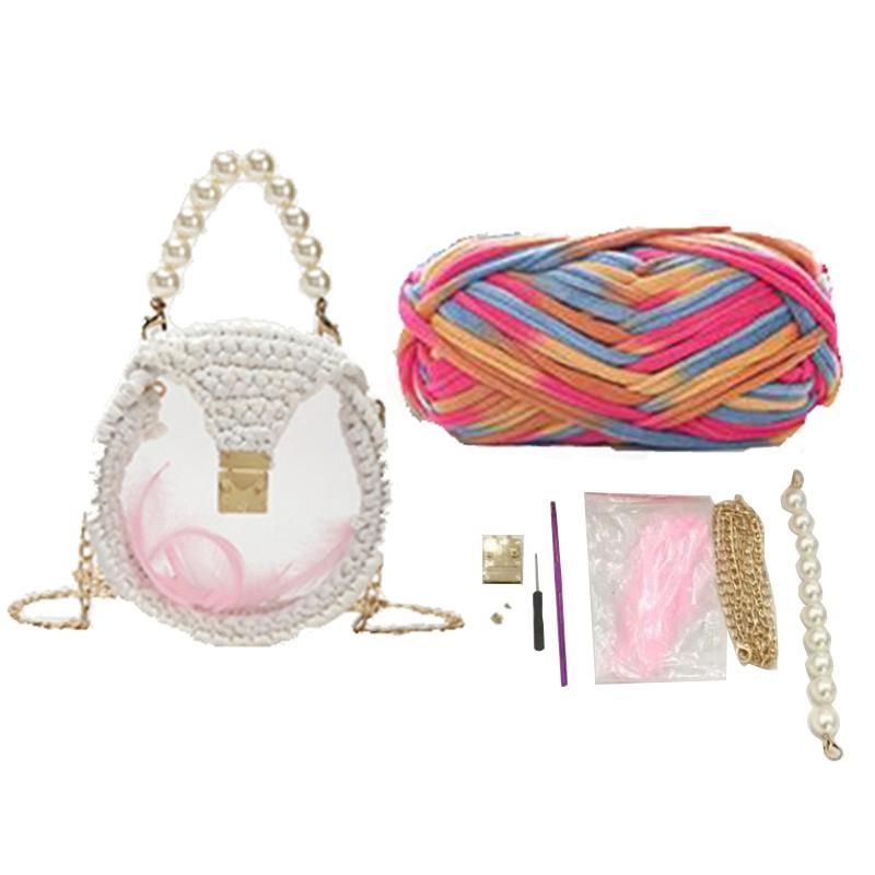 【BestGO】Diy Casual Rattan Round Bag(Semi-Finished Products,Hand-Made)Summer Wallet Handmade Beach Shoulder Bag Woven Transparent Bag Transparent Bag Gift