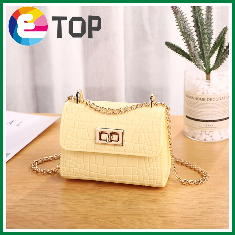 Winter Korean version of crocodile pattern lock chain jelly bag shoulder messenger mini square bag