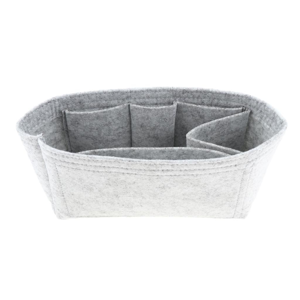 【BestGO】Pack of 2 Felt Insert Organizer Bag Handbag Holder Multi Pocket Purse Cosmetic Zipper