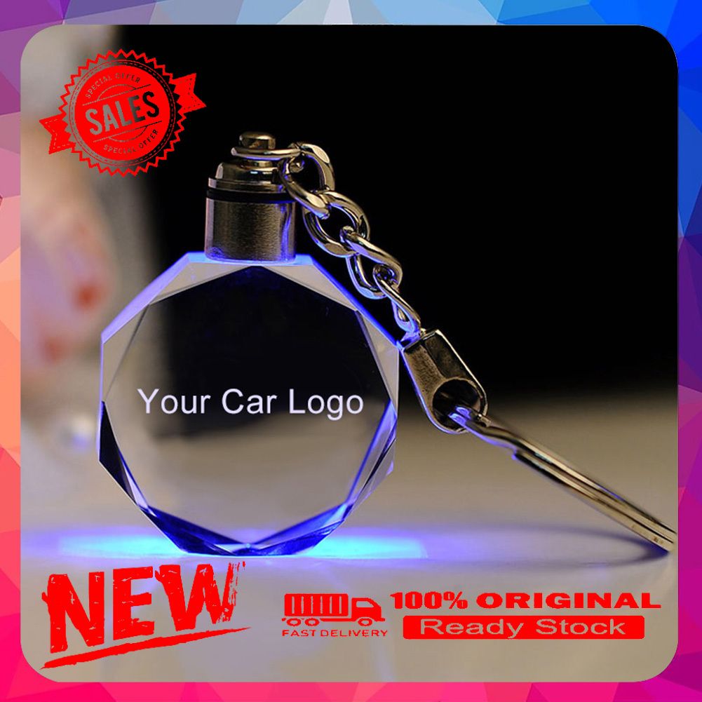 LED Car Logo Glass Keychain Vehicle Keyring Key Holder for Au-di  Ford BMW for A-lfa Romeo