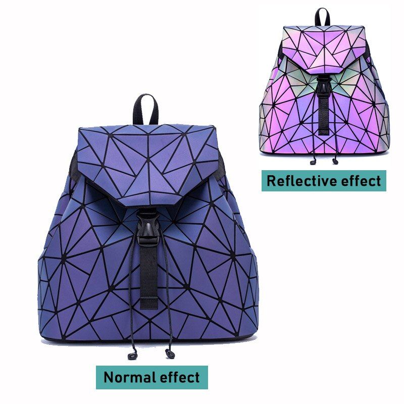 Luxury Backpacks Women Designer Shoulder Bags Female Geometric Luminous Backpack School Purse Holographic SchoolBags Ladies Bag