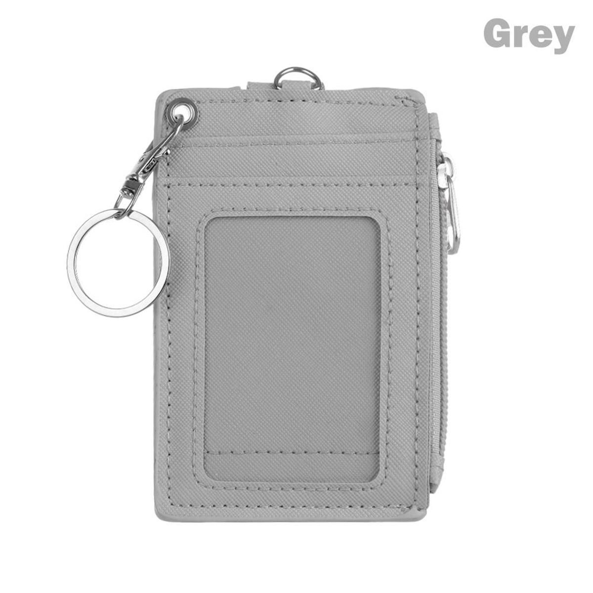 1* Portable Pu Leather Bus Cards Cover Office Work Keychain Coin Purse Holder Wallet