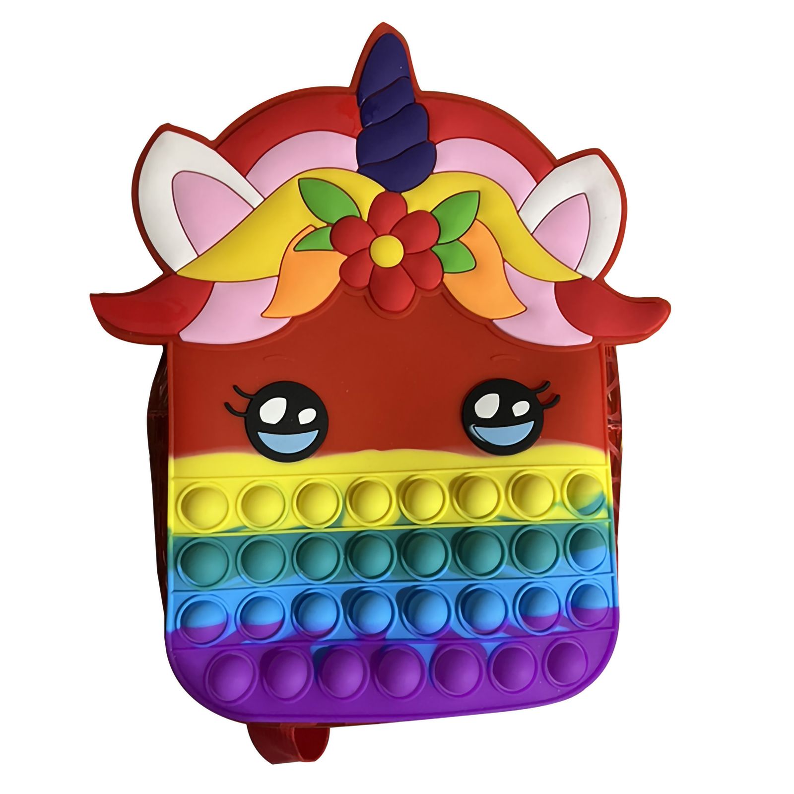 Children's Unicorn Shape Backpack, Colorful Sensory Fidget Toy Silicone Schoolbag Anxiety Relief Toy