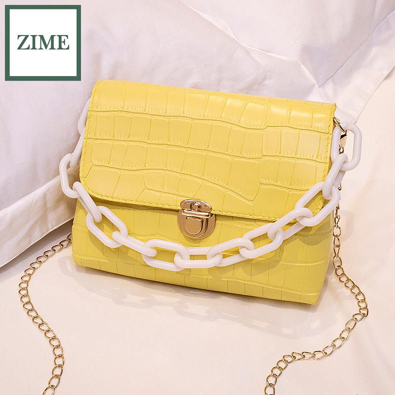 ZIME Female bag autumn/winter Korean version personalized plastic chain portable lock buckle square bag shoulder diagonal crocodile pattern bag