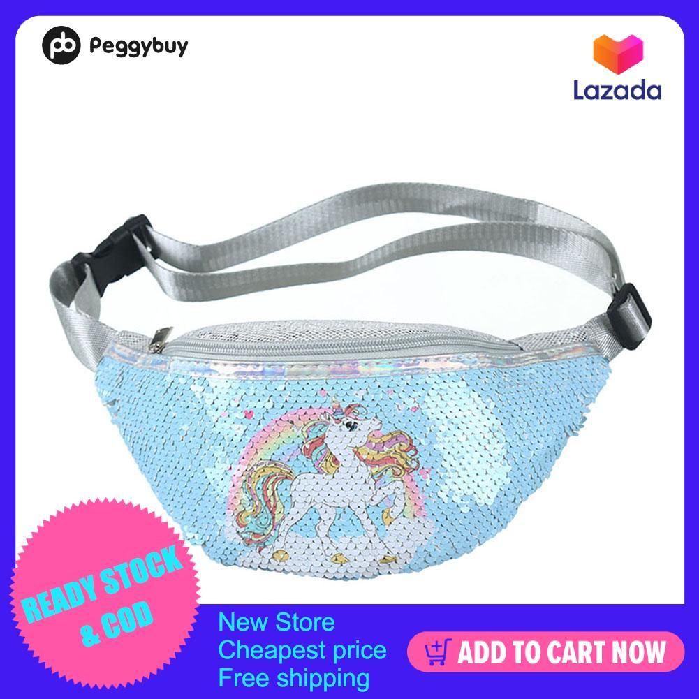 【BestGO】Kids Girls Cartoon Pony Chest Pack Sequins Waist Messenger Shoulder Bags [new store/cheapest price]