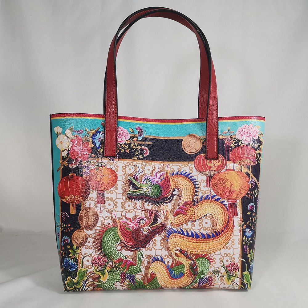 Italy Luxury Print Travel Shoulder Floral Textured-Leather Shopper Tote large tote famous brand women girl hand Ladies handbag