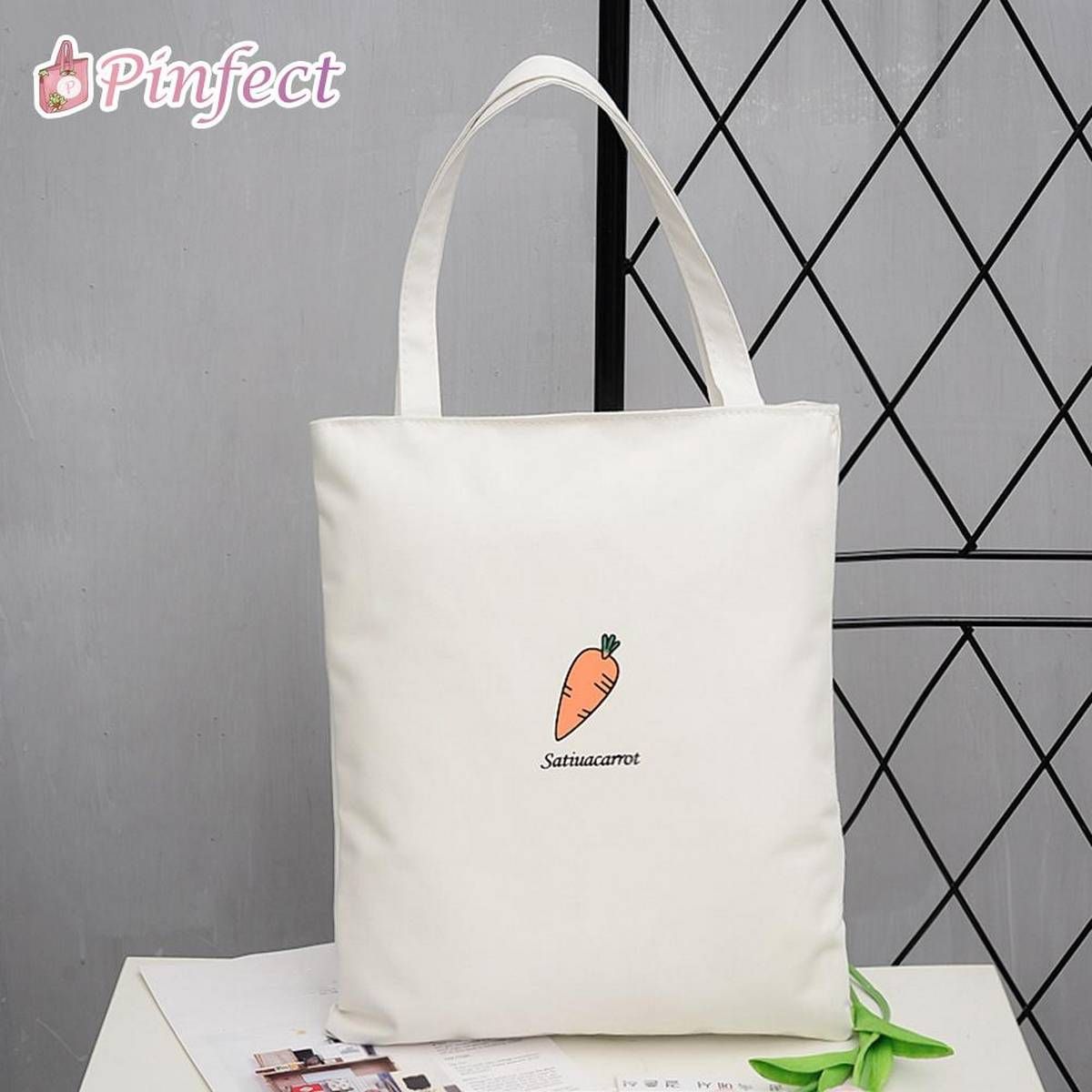 Fashion Women Simple Handbags Canvas Tote Cute Fruit Strawberry Lemon Pineapple Carrot Watermelon Print Grocery Daily Use Reusable Travel Casual Shopping Shoulder Bag