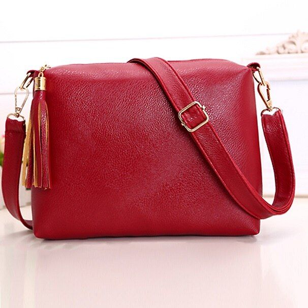 Women Bags PU Vintage Handbag Women Solid Colors Korean Shoulder Bags Female Tassel Luxury Design High Quality Crossbody Bag