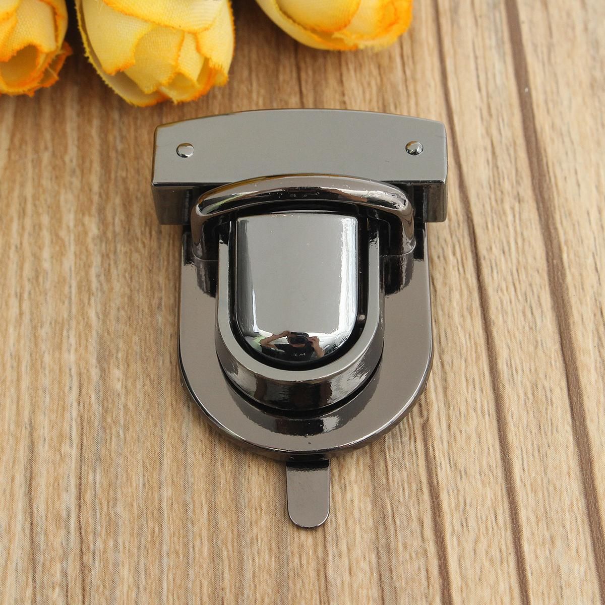 Fashionable Metal Oval Shape Clasp Turn Lock Twist Lock for DIY Handbag Bag Purse Hardware --- Silver / Black