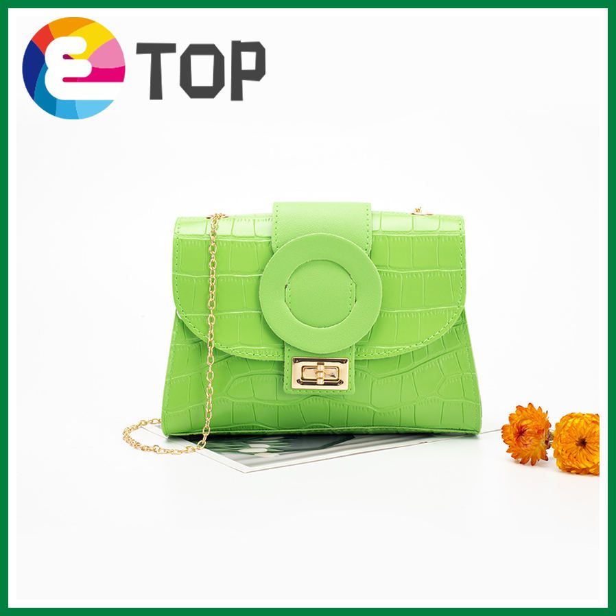 Wind-driven winter Korean color matching crocodile pattern lock chain ring small square bag shoulder diagonal female bag