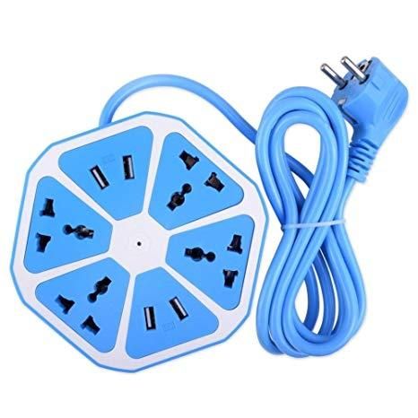Multi Power Plug Extension - 4 Power Sockets & 4 USB Ports