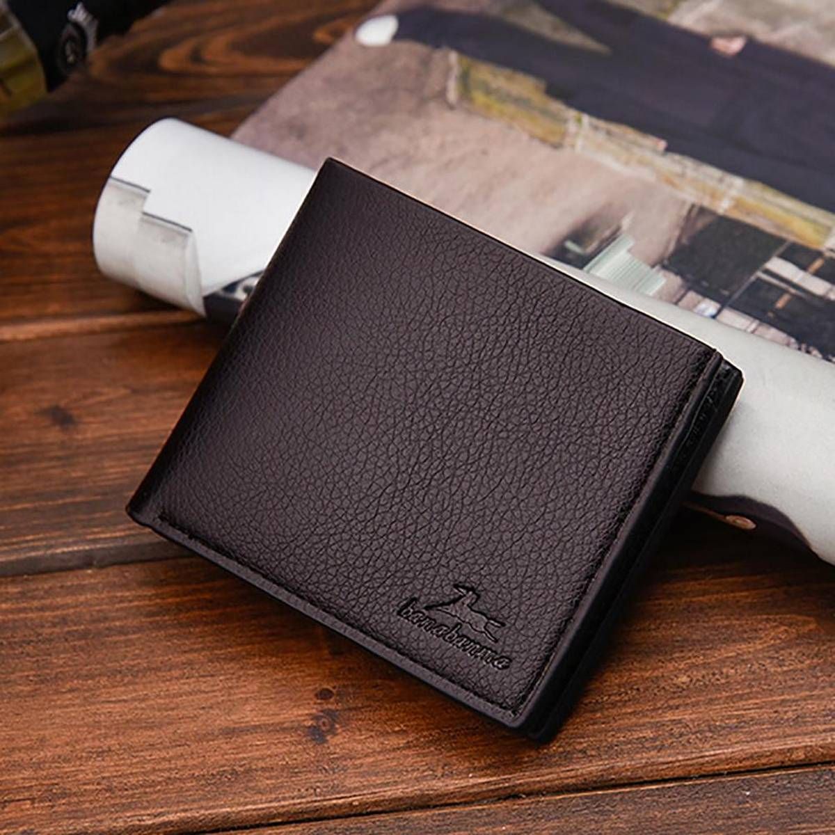 Men Boys Teens Xams Gift Concise Wearable PU Leather Multi Position Wallet Purse