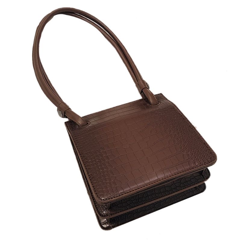 Style Simple Quality Handbag Retro PU Small Square Bag Lady Shoulder Messenger Bag Brown