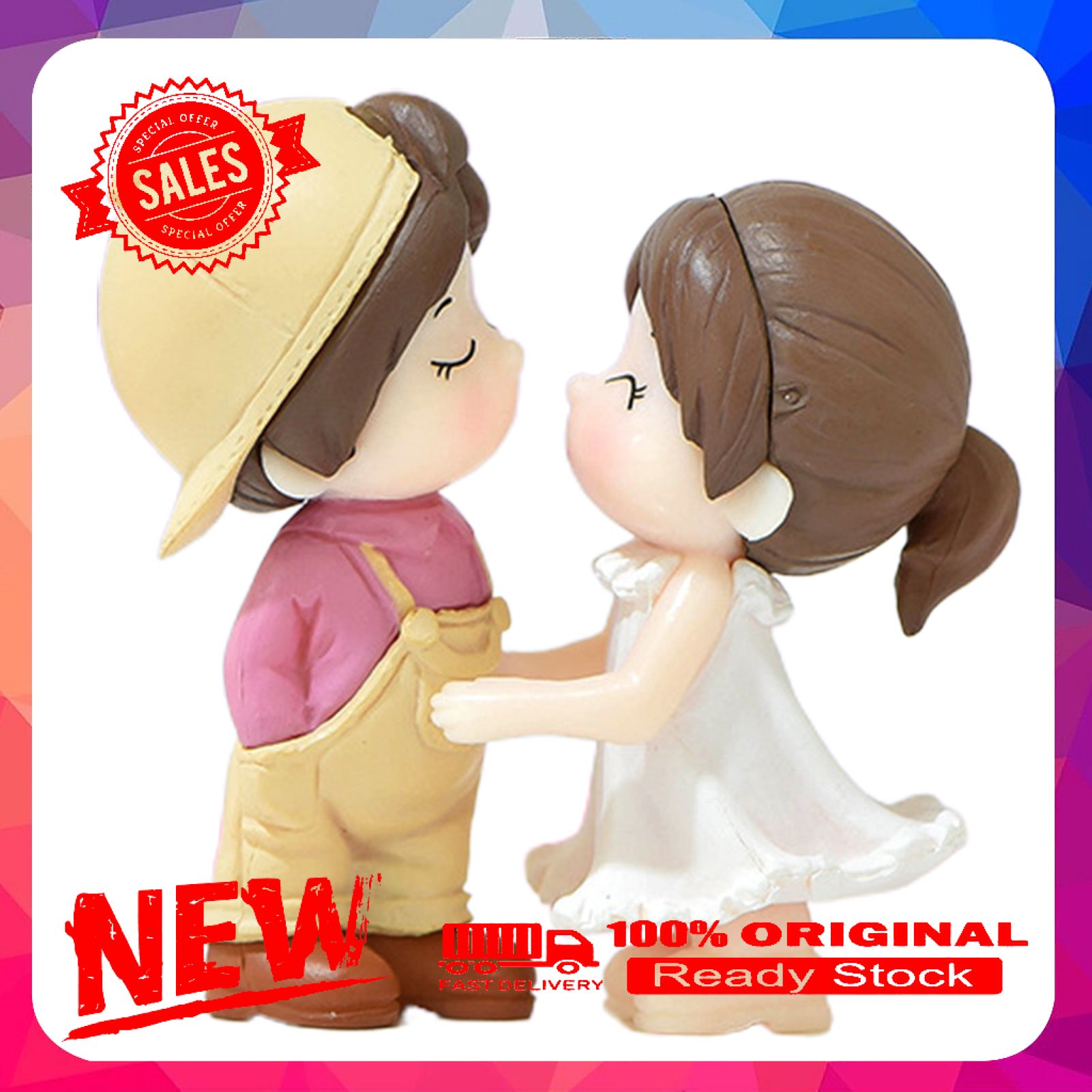 2Pcs/Set Couple Figurines Decorative Dancing Posture Miniature Micro Landscape Couple Lover Figurines Wedding Decoration