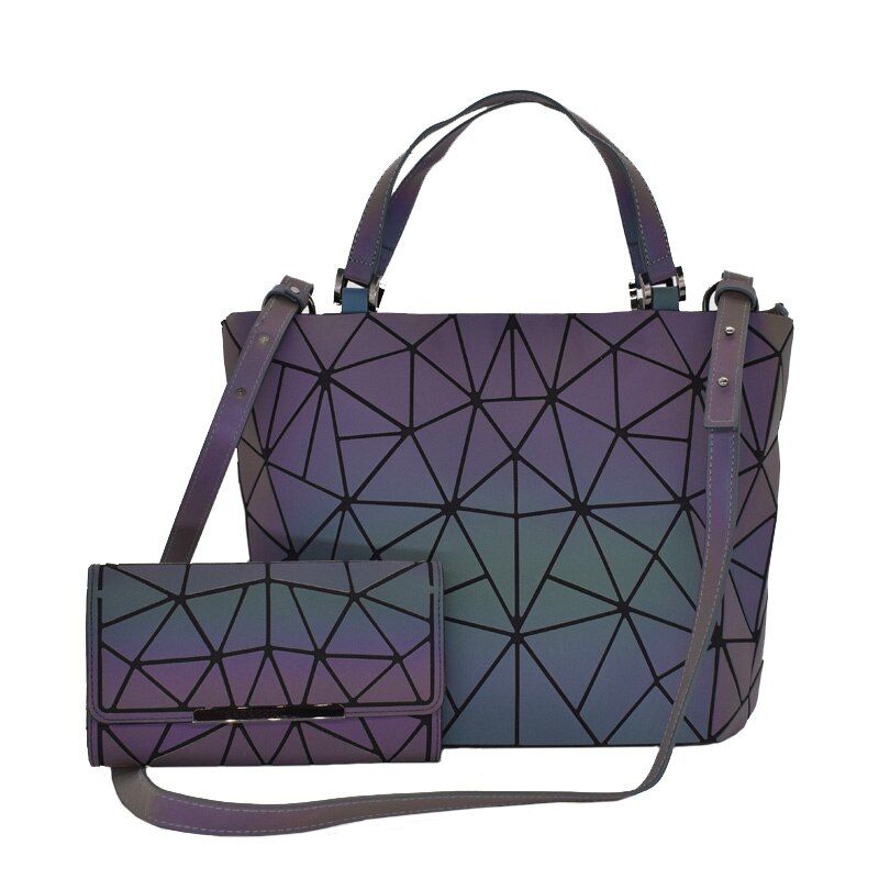 women handbags 3 pcs bag set luminous crossbody bags for women wallet 2021 Geometric shoulder bag female purse and handbag Tote