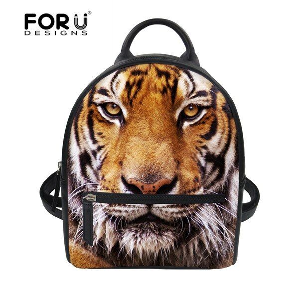 FORUDESIGNS Cute Women Backpack 2018 Animal Cat Wolf Pattern Female Travel Bagpack School Girls Bags Mini String Shoulder Bags