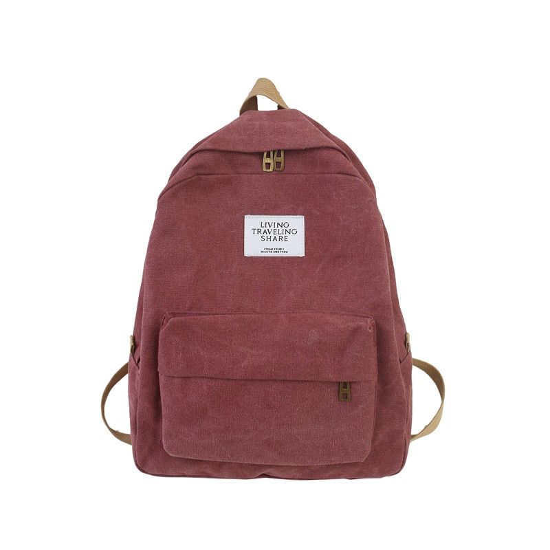 HOCODO Fashion Backpack Female Backpack Women Shoulder Canvas School Bags For Teenage Girls Pure Color Leisure Travel Backpack