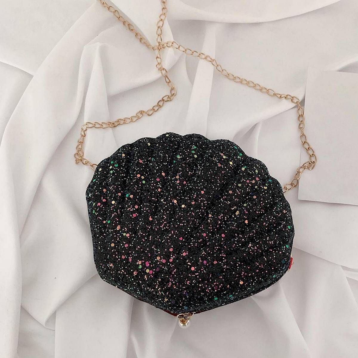 Fashion Cute Sequins Shoulder Messenger Handbags Casual Women Chain Small Shell Crossbody Bags Phone Money Pouch