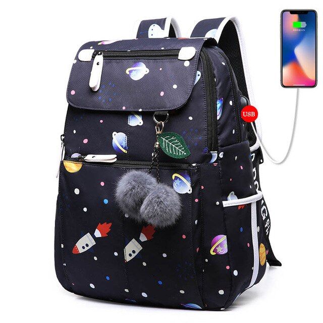 Fashion School Backpack for Girl Waterproof Polyester Girls School Bags Preppy Style Travel Bag Bookbags for Women Satchel