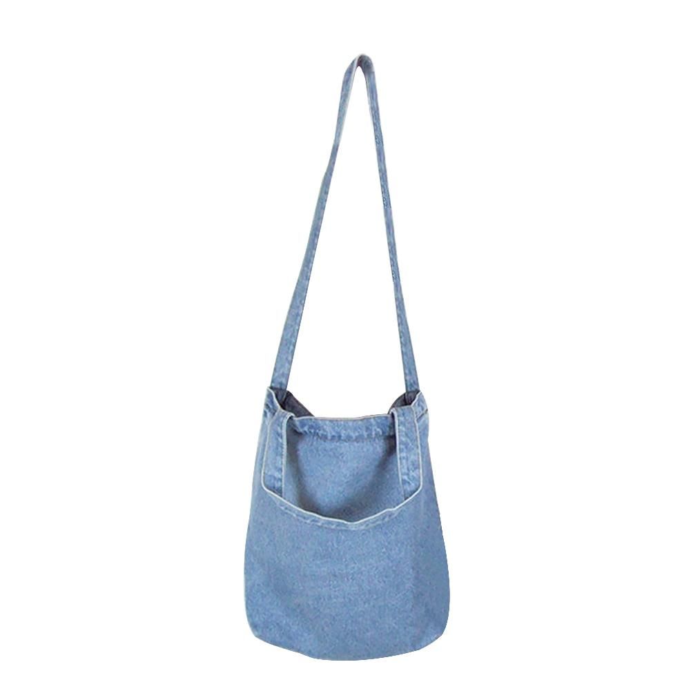【BestGO】Fashionable Denim Jean Women Handbags Messenger Canvas Bag Art Shopping Bag Mummy Bag Shoulder Messenger Bag Blues Cross-body Bag Totes Cases