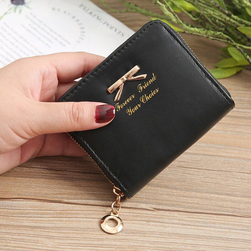 Wallet Female Short For Coins New Cute Candy Bow Women Small Leather Wallets Zipper Purses Girls Lady Purse