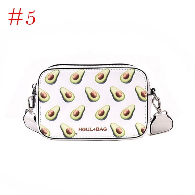 New Fruit Pattern Handbags Small Box Shape Shoulder Bag Strawberry Crossbody Avocado Messenger Bag Fashion Clutch
