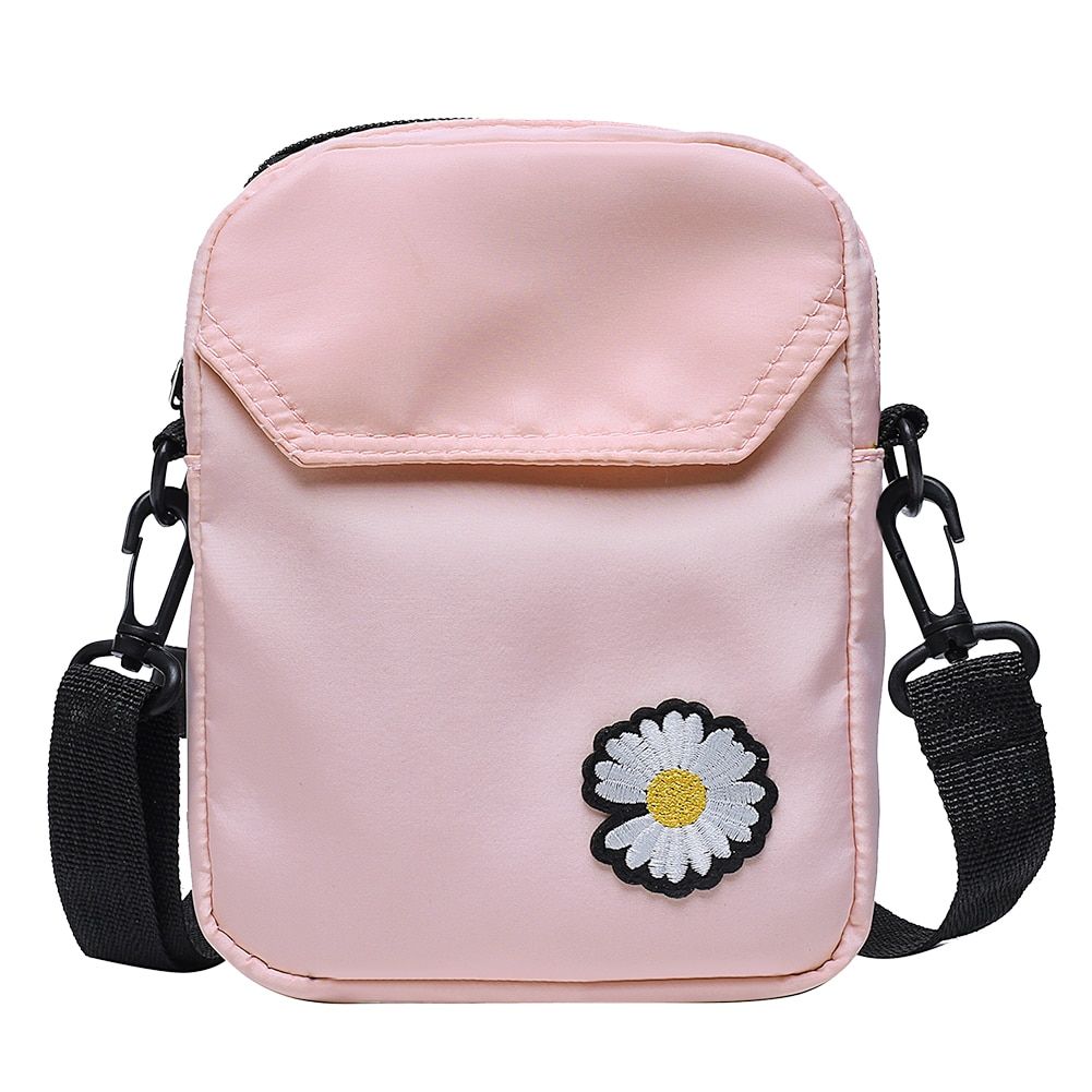 Women Small Crossbody Bags Casual Classic Texture Creative Delicate Chic Nylon Daisy Female Zipper Shoulder Phone Pouch
