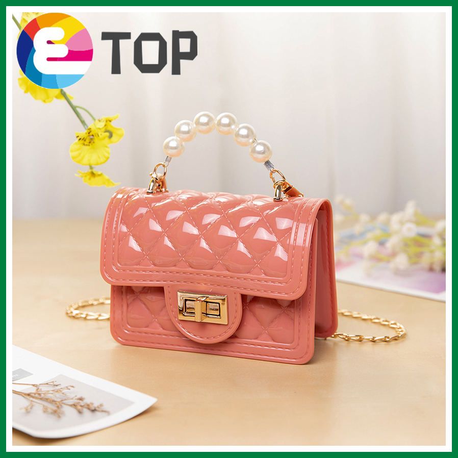 Autumn and winter Korean version of the diamond jelly lock pearl bag shoulder diagonal portable female