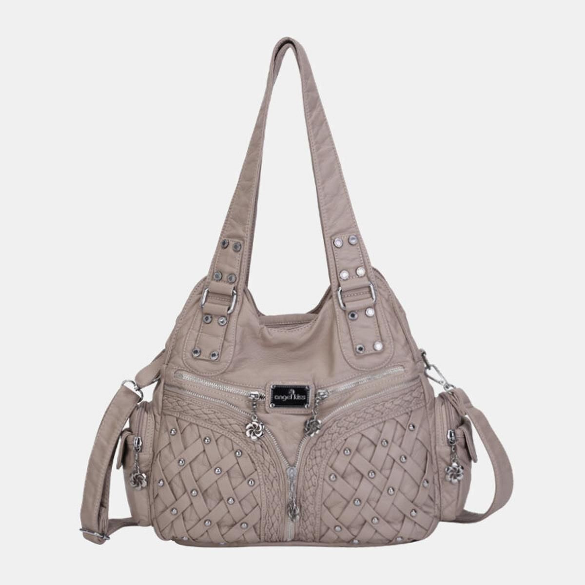 OIMG Women Multi-pocket Waterproof Woven Hardware Crossbody Bag Shoulder Bag Handbag Tote