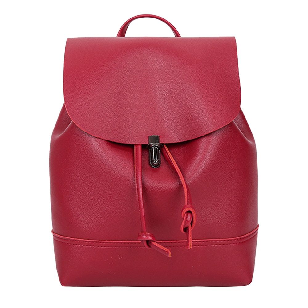 Women Vintage Pure Color Leather Simply School Bag Backpack Satchel Women Travel Shoulder Bag Mochila Bolsa Feminina#35