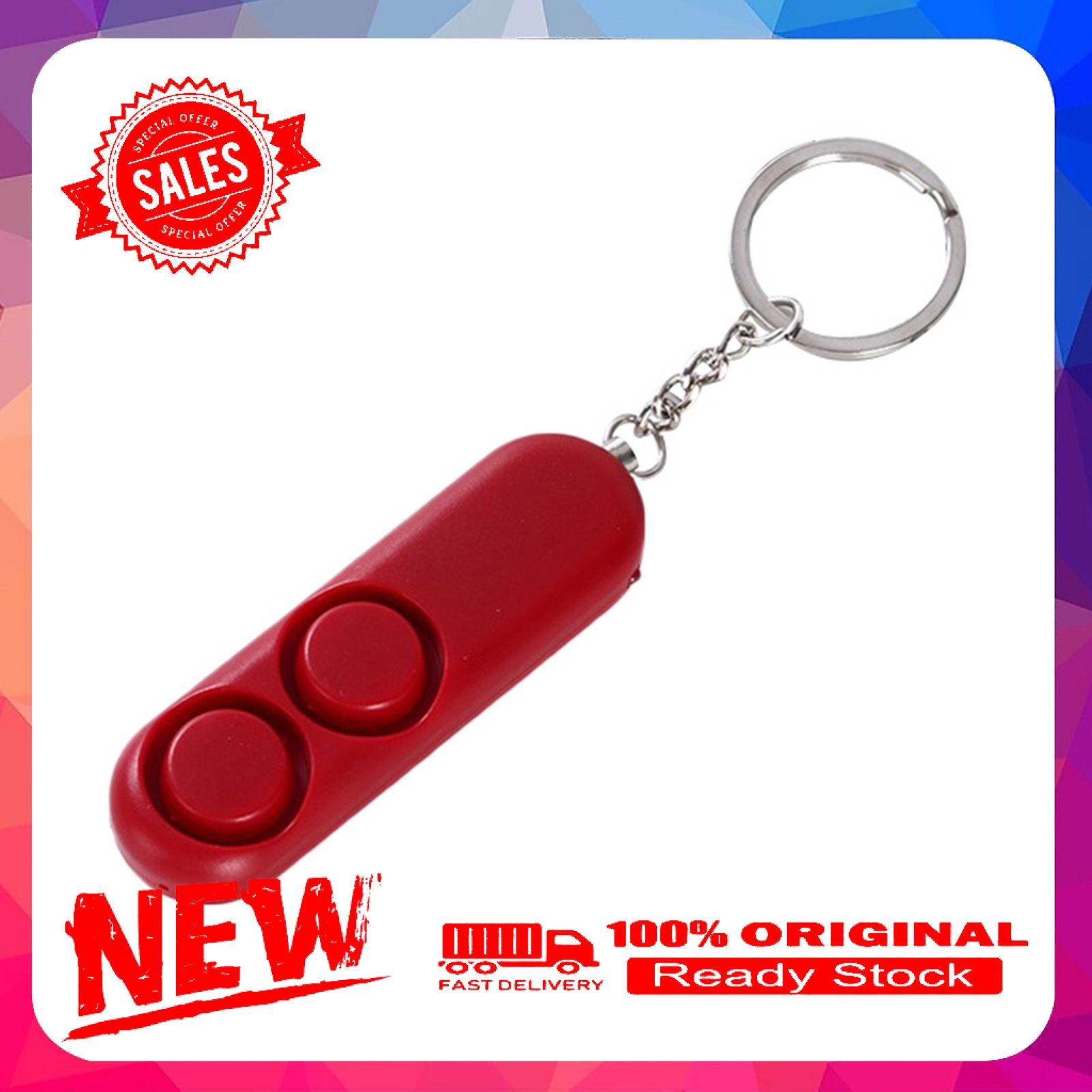120dB Women Dual Speakers Loud Emergency Safety Alarm Alert Keychain Bag Pendant