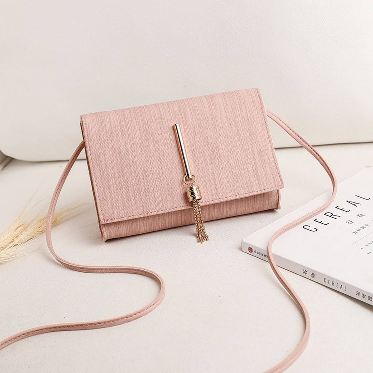 women bag 2021 new summer PU Flap Korean Tassel  Fashion Solid Hasp Soft Shoulder Bags mini bag purse ladylike designer bag
