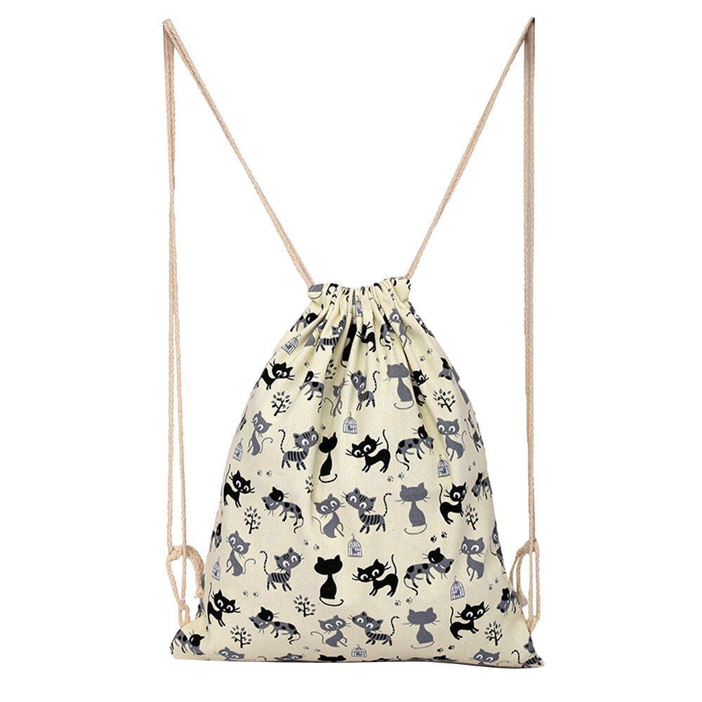 Aelicy 2020 Women Casual Drawstring Bag Sackpack Animal Prints Backpack Canvas Travel Bag Girls School Bags Mochila Rugzak 0918