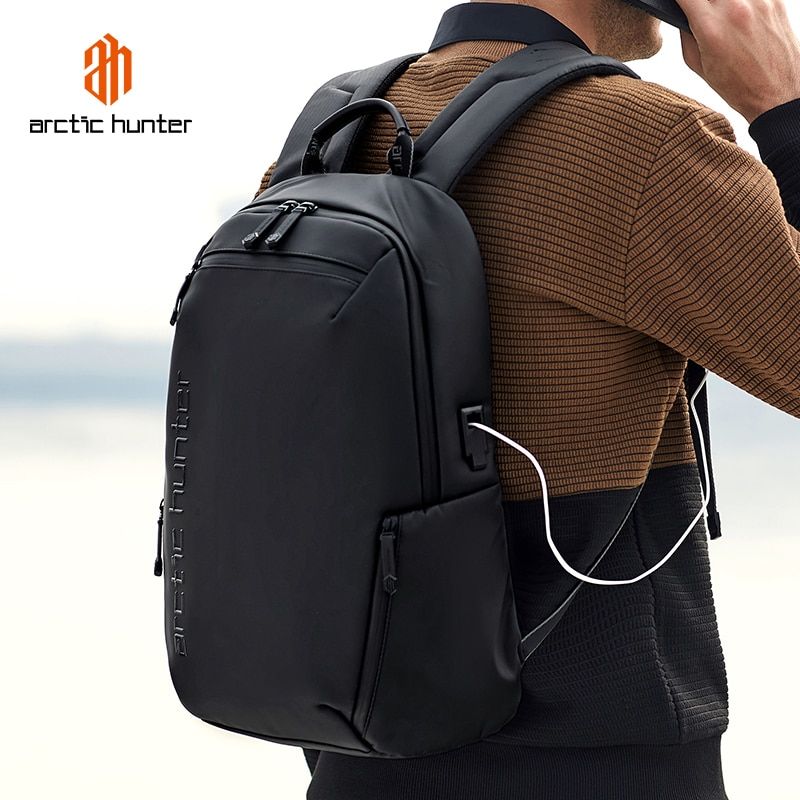 ARCTIC HUNTER Men's Backpack Multifunctional Waterproof Laptop USB Charge Outdoor Sport School Travel Bag Black B00423