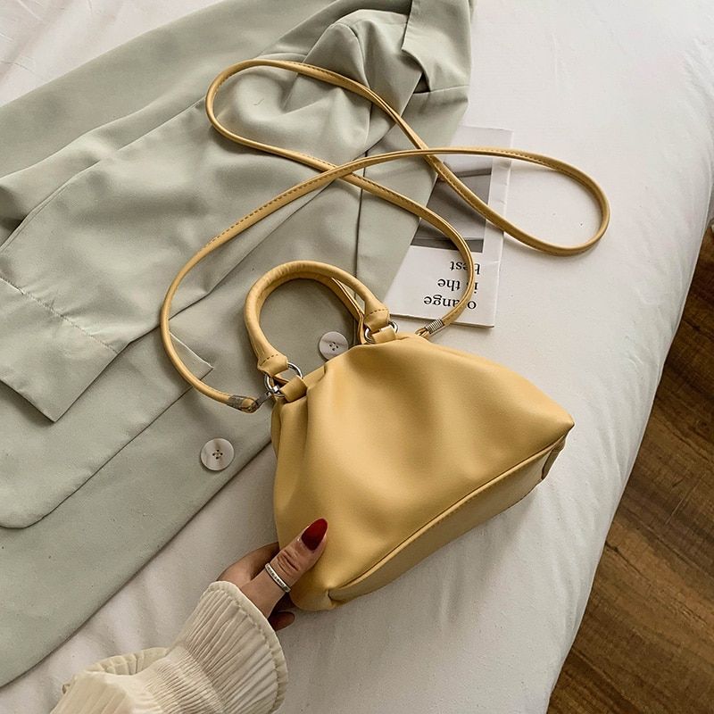 Cute Small Solid Color PU Leather Crossbody Bags For Women 2021 Elegant Shoulder Handbags Female Totes Lady Purple Hand Bag