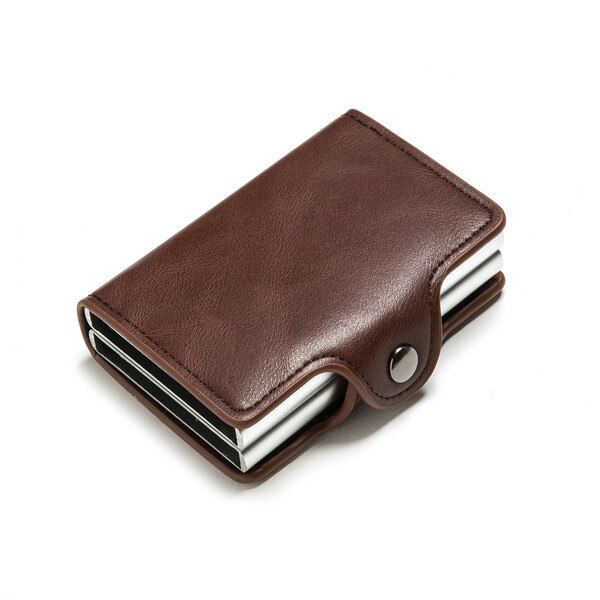 Smart Man Wallet Double Boxes Card Holder theft PU Leather Wallet Travel Money Case