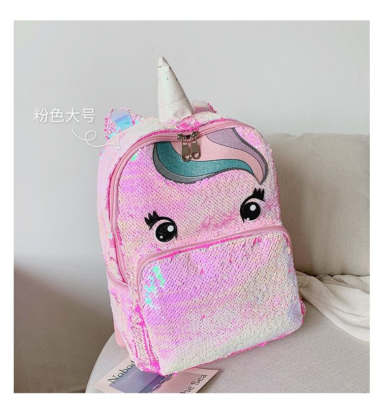 Unicorn Bag Sequined Schoolbag Multi Color Small Backpacks for Women Girls Kindergarten Kids Backpack Large Bagpack 14.5'' S,L