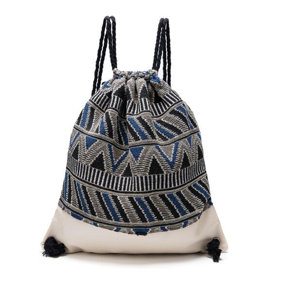 Annmouler Large Backpack Tribal Drawstring Backpack Gypsy Bohemian Rucksack Bag High Quality Ladies Shoulder Bag Fabric Hobo Bag