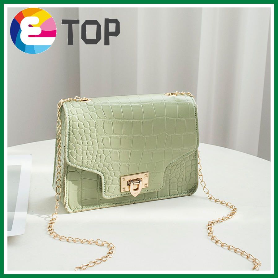 Winter Korean candy color crocodile pattern lock chain small square bag shoulder diagonal bag