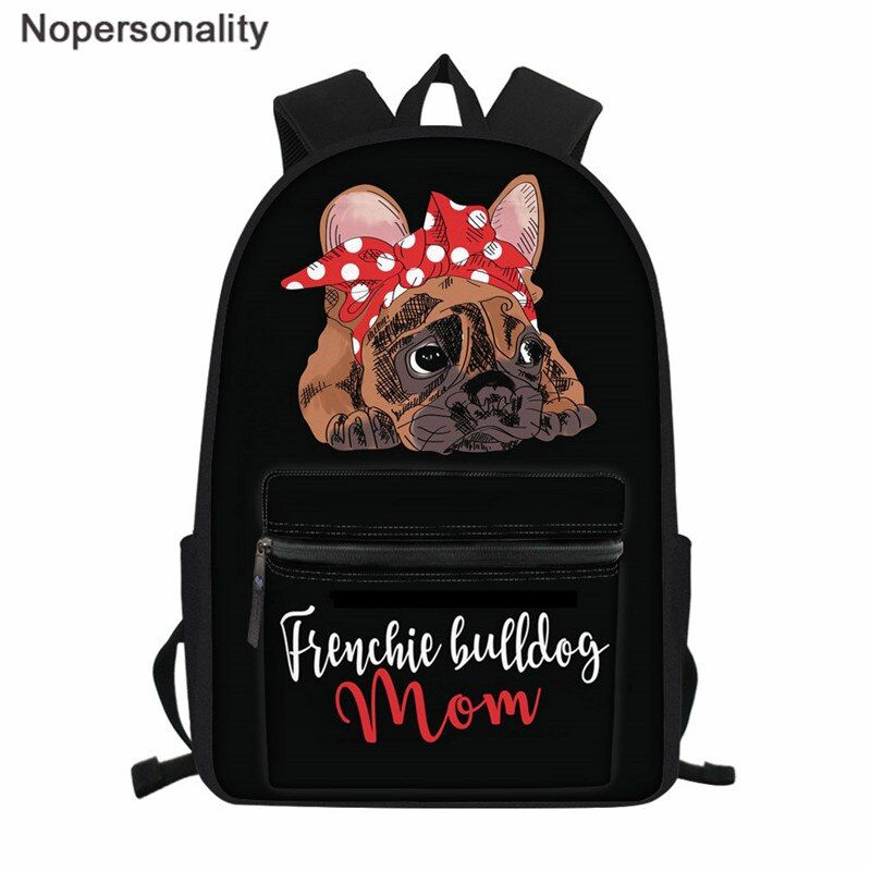 Nopersonality Bags for School Boys Teen Girls Backpack French Bulldog Mochila Women Bagpack Cute Children Kids School Bags