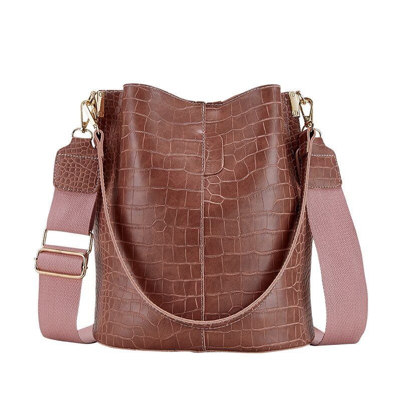 Casual Vintage Bucket Bags for Women Shoulder Bag Alligator pattern Quality Pu Leather Messenger Bag Big Tote hand crossbody bag