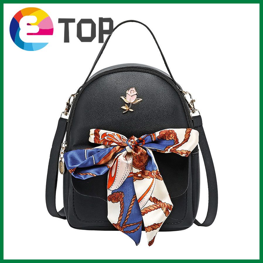 Ladies small backpack Korean version small fresh summer and autumn silk scarf bow knot shoulder messenger schoolbag tide
