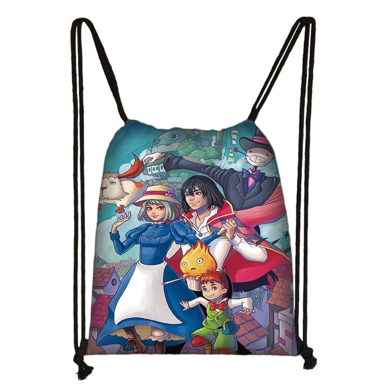 Anime Totoro / Ponyo / Spirited Away  Drawstring Bag women Fashion Canvas Backpack Girls  storage bags Ladies shopping bag
