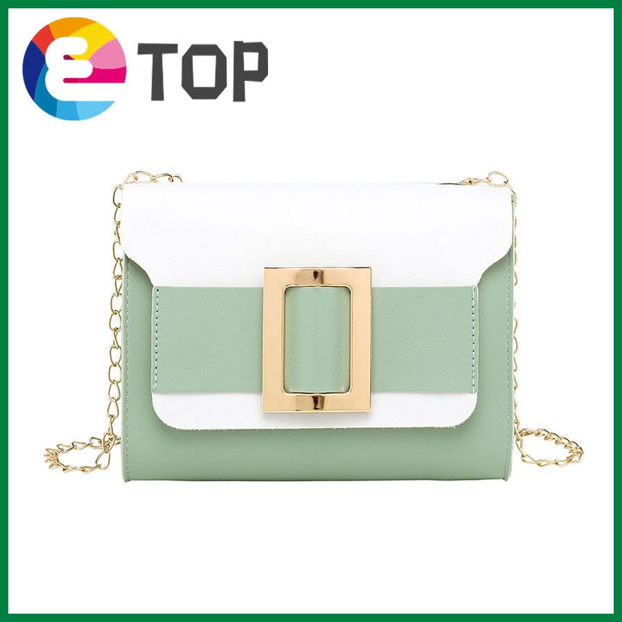 Korean version of color matching big pin buckle ladies small square bag summer messenger one-shoulder purse