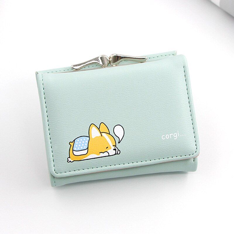 New Women Small Wallets Cartera Mujer Cute Corgi Doge Design Ladies PU Leather Female Short Money Purses With Coin Pocket