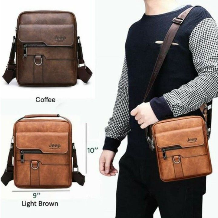 JEEP BULUO Man's Crossbody Shoulder Bag Backpack For Men- Black