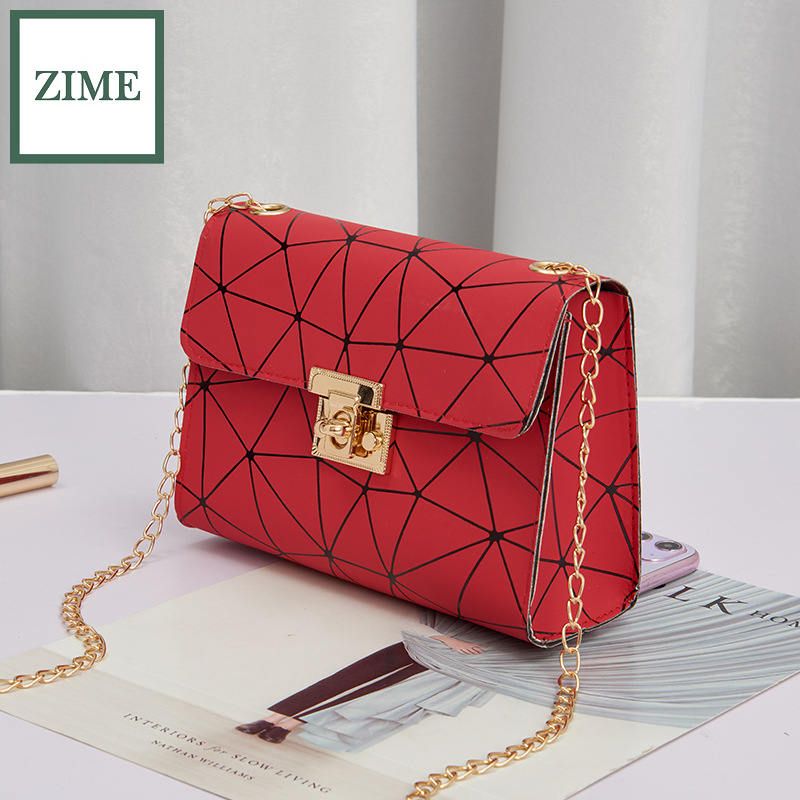 ZIME Female bag winter fashion trend wild one-shoulder messenger bag rhomboid colorful lock chain small bag