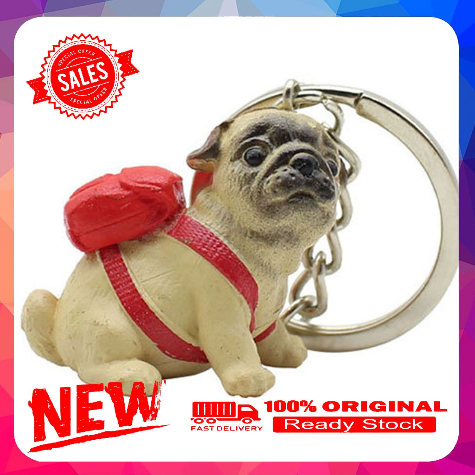 Keychain Interesting Puppy Shape Resin Kids Women Girls Key Ring for Wallets
