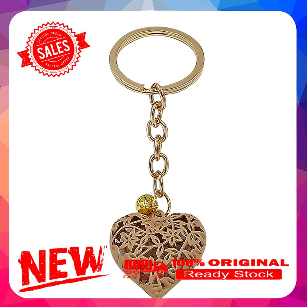 Stylish Unisex Hollow out Heart Bell Pendant Key Ring Bag Jeans Hanging Ornament