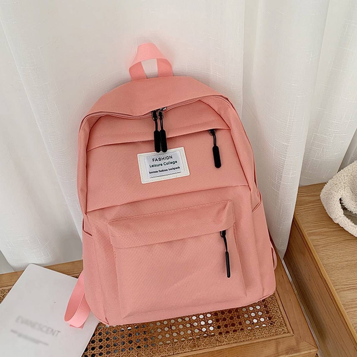 Fashion Ladies Wild Color Zipper Large Capacity Student